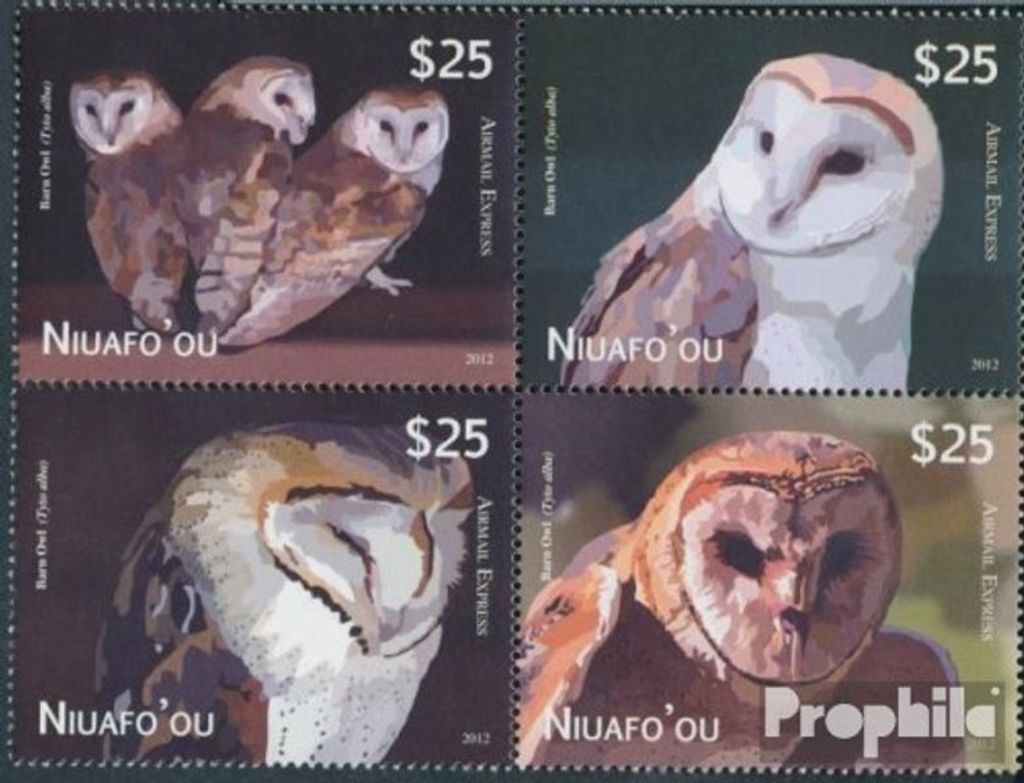 Briefmarken Niuafo ou - Insel 2012 Mi 479-482 Viererblock (kompl.Ausg.) postfrisch Schleiereule