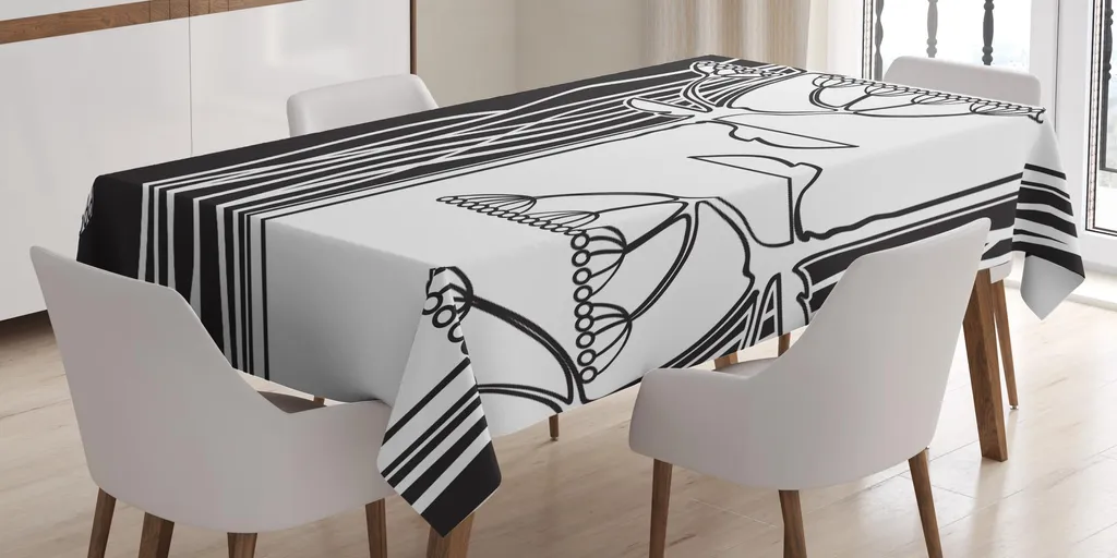 Tovaglia Moderna Bianco e Nero ABAKUHAUS 140x170cm Antimacchia