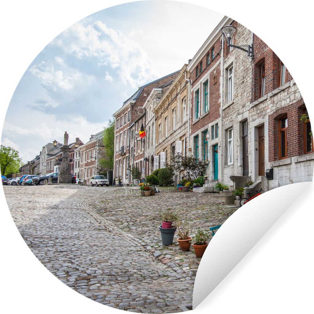 MuchoWow Runde Wandtattoo - Wandsticker Tapete Aufkleber Belgien - Haus - Pflanzen Ø 100 cm Selbstklebend und Repositionierbar - Wandaufkleber -...