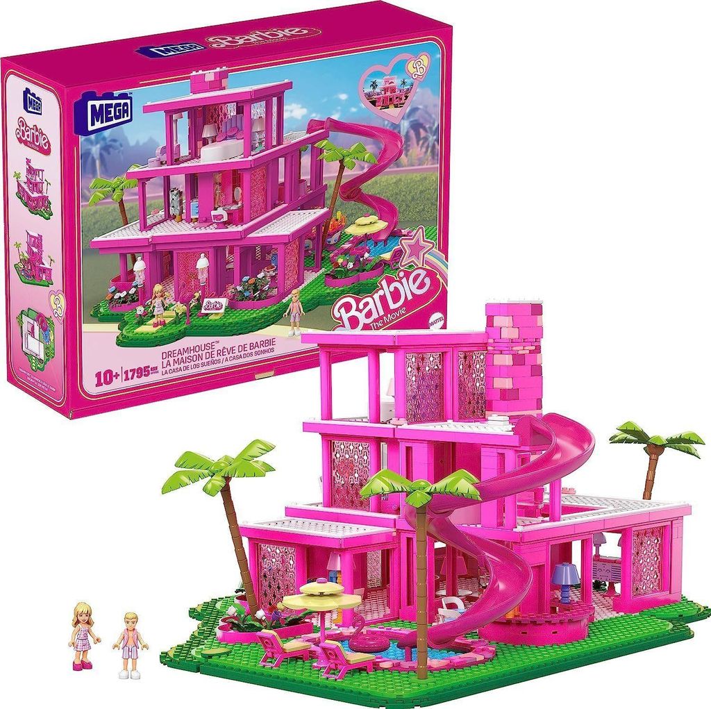 Barbie Puppenhaus The Movie, 3-stöckiges Puppenhaus mit 8 Zimmern, Konstruktion, (Dreamhouse, Puppen Haus, Puppenhäuser, Set, mit Rutsche, 1795-tlg