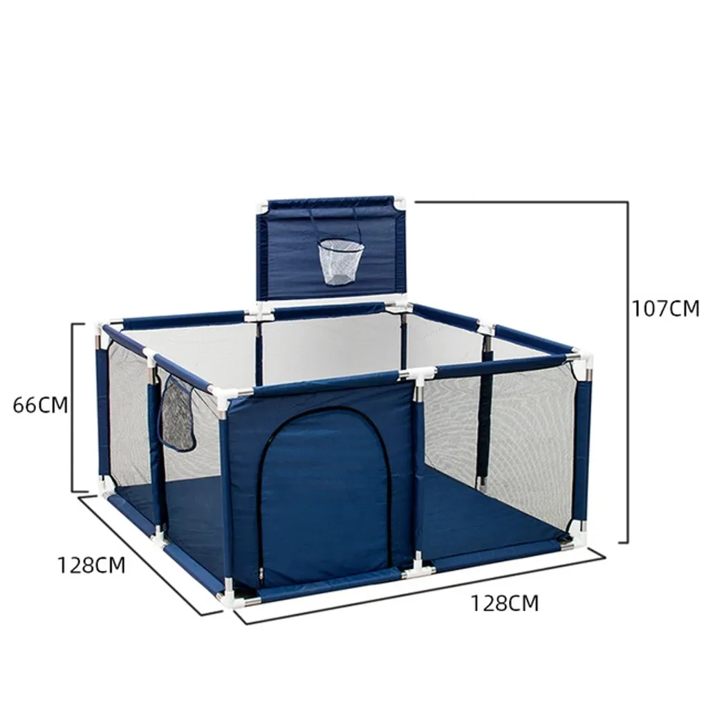 Parc bébé grande taille carré bleu - Espace de jeu sécurisé 150x150cm