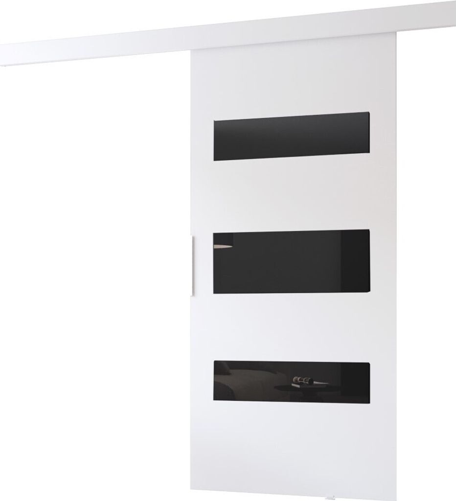 Minio, Schiebetür "CLEAN D", Zimmertür, 76 cm, Weiße / Schwarze Farbe