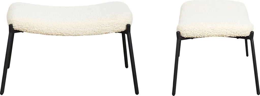 Fauteuil bouclette blanc cassé avec pouf assorti EIRA - Texture Douceur - 4