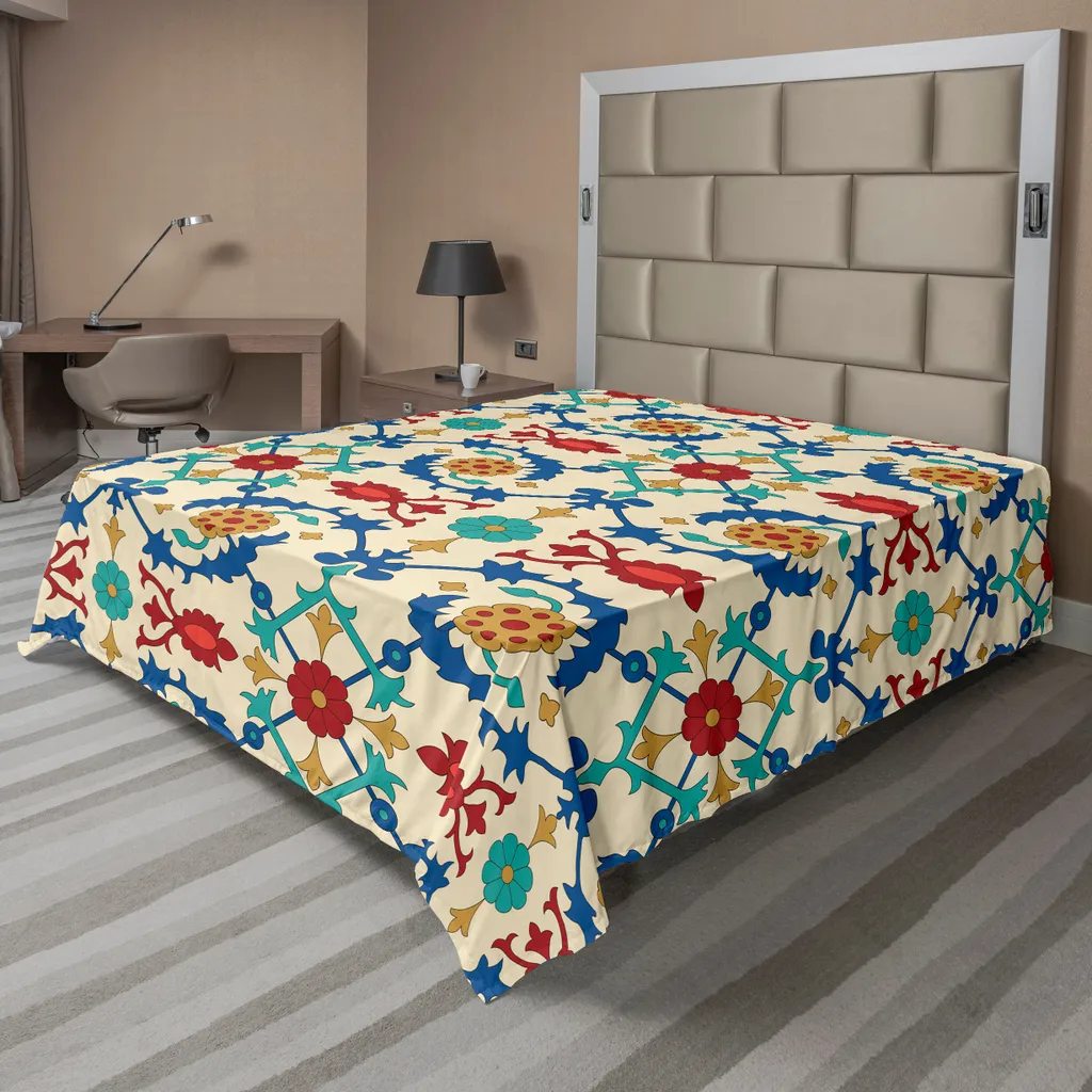 Drap plat doux et confortable à motifs orientaux, textile 244 x 205 cm