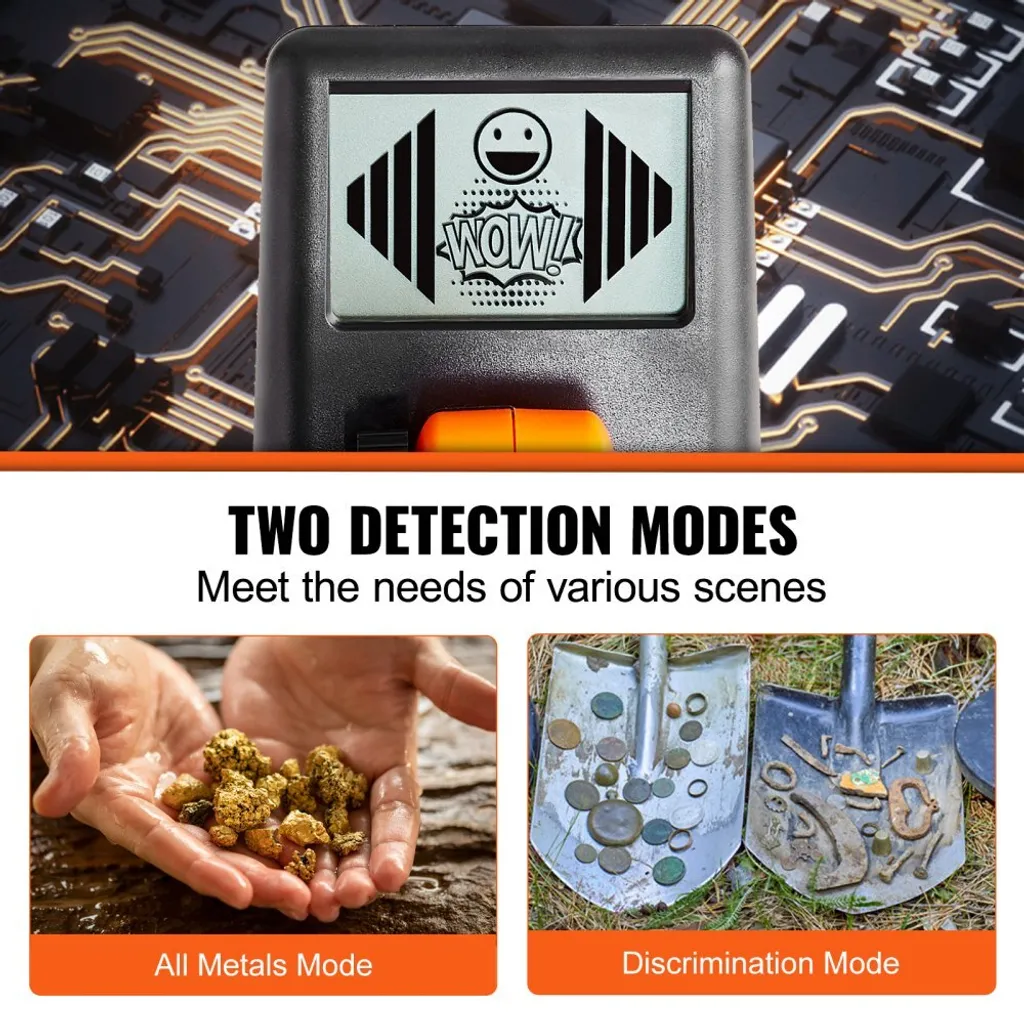 Détecteur de métaux étanche 15cm multifonction avec 2 modes de recherche