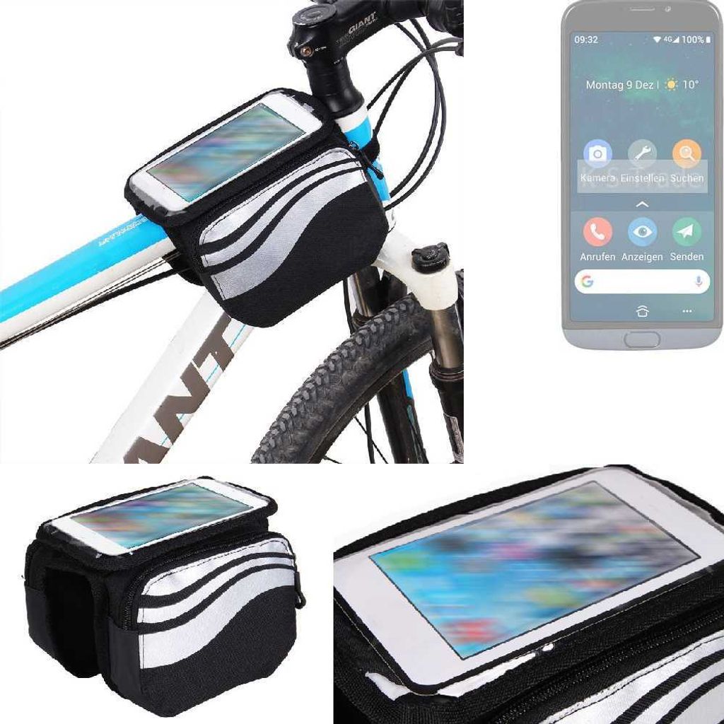 K-S-Trade Rahmentasche Fahrrad-Halterung kompatibel mit Doro 8050 Rahmenhalterung Fahrrad Handyhalterung Fahrradtasche Handy Smartphone Halterung Bike