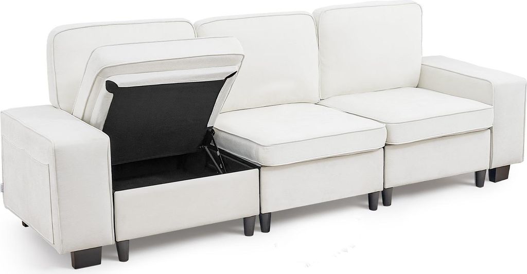 VEVOR Loungesofa modulares Sofa mit Stauraum unten, moderner Couch mit seitlichen Aufbewahrungstaschen & Metallrahmen, Schlafsofa ideal für Wohnzi...