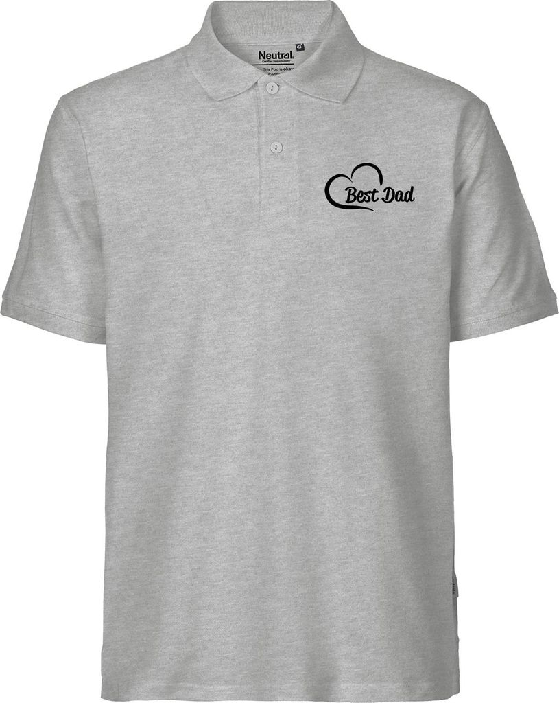 Huuraa Herren Polo Shirt Best Dad Heart M Sport Grey Bio Baumwolle Fairtrade Poloshirt Geschenkidee