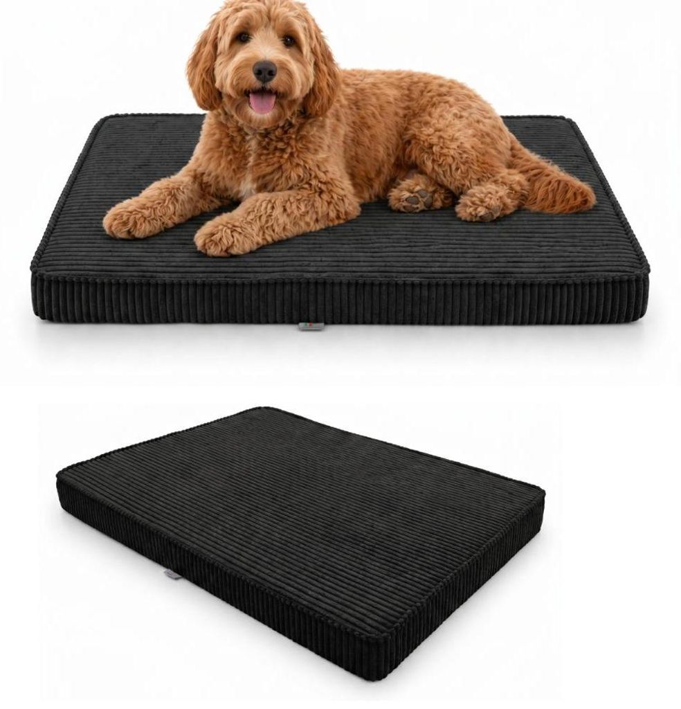 Hundebett Hundekissen Hundematte Cord Schwarz 90X60X8 Cm Produktbild 