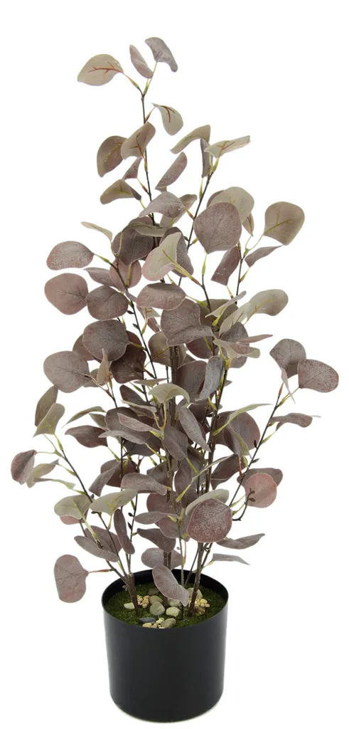Eucalyptus artificiel sans entretien : plante verte en pot réaliste gris