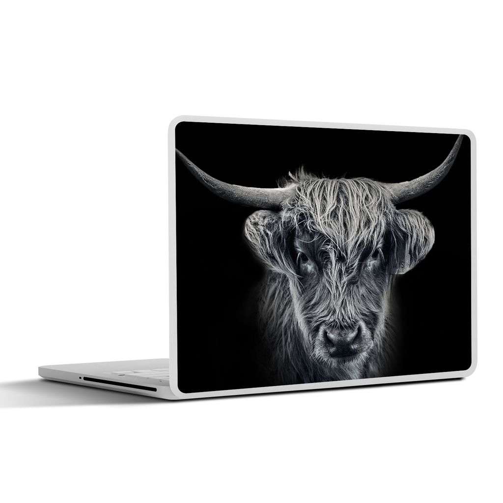 MuchoWow Laptop Aufkleber Sticker Cover Schottischer Highlander - Schwarz - Kuh - Tiere 36.5x27.5 cm - Laptop-Sticker