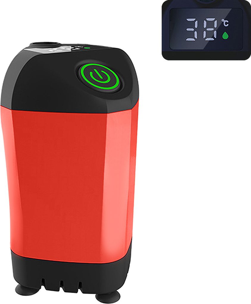 Campingdusche im Freien, tragbarer Duschkopf, elektrische Duschpumpe, IPX7 wasserdicht, mit Digitalanzeige, mit Temperatur-Digitalanzeige, Rot