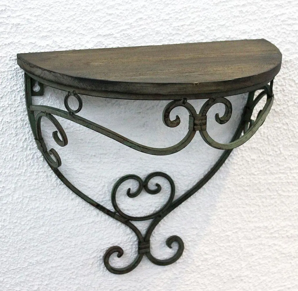 Étagère murale 12095 Malega S en métal et bois, console murale 31 cm