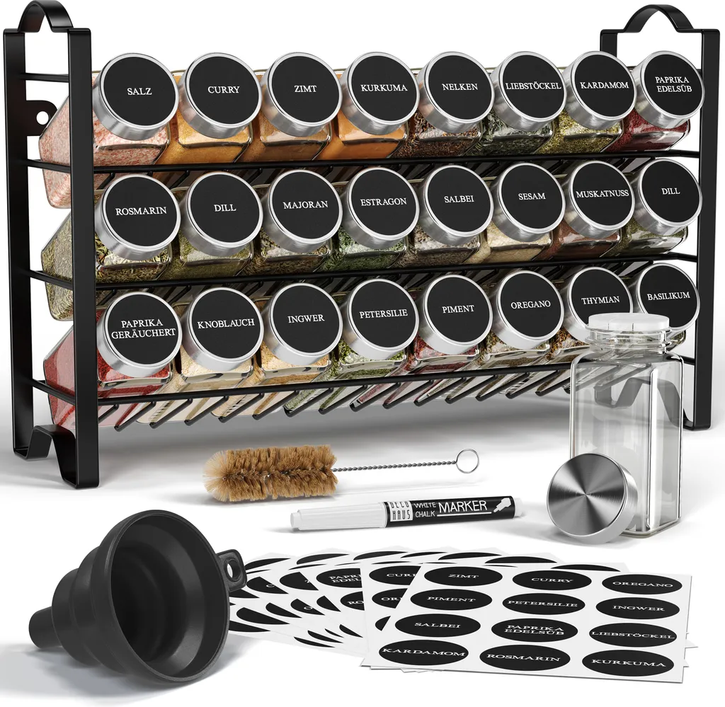 Set Di Barattoli Di Spezie Da 24 Pezzi Con Inserto Shaker Barattoli Di Spezie Di Vetro Stoccaggio Quadrato W Coperchio 120ml Mxbc