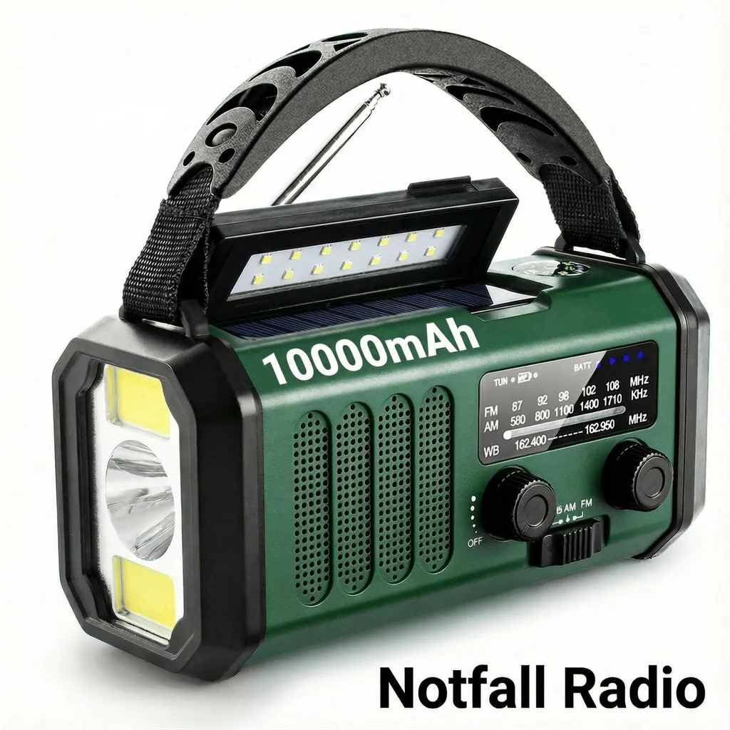 Radio d'urgence AIORBER solaire et manivelle 10000mAh Powerbank Verte