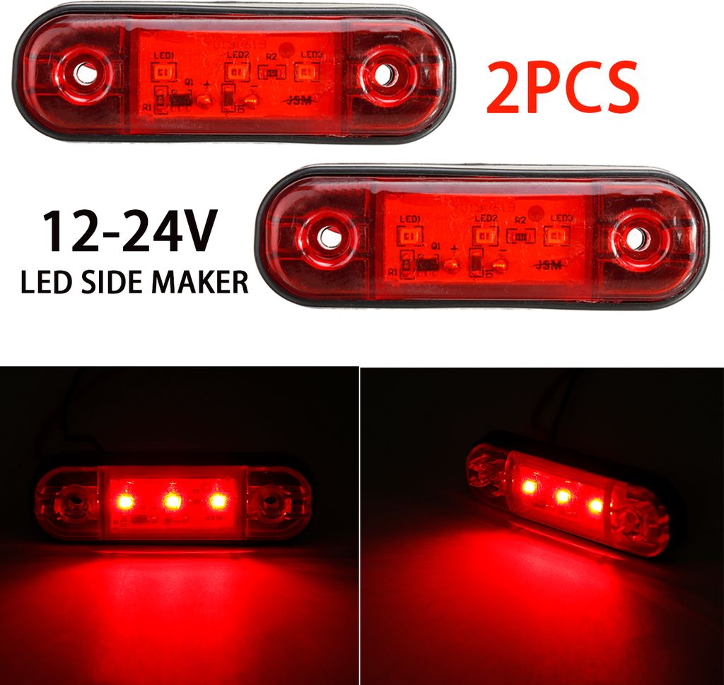 2pcs 12V 24V 3 LED-Markierungsleuchte für die vordere Seitenleuchte Anhänger-LKW-Bus-LKW