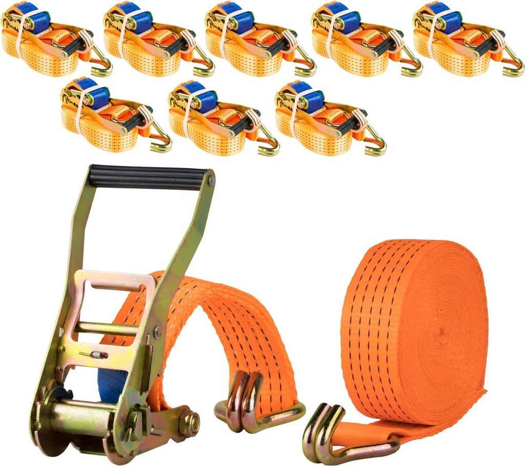 Safetytex 9x Spanngurt 8 Meter 50mm 5000kg 2tlg LKW Anhänger Zurrgurt orange