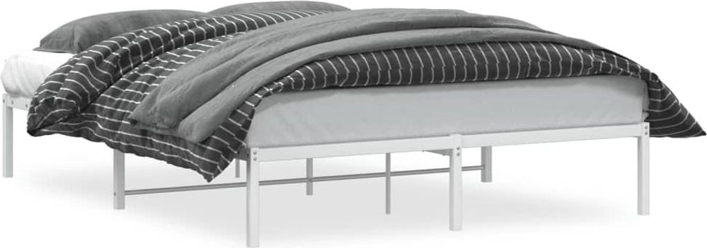 vidaXL Bettgestell Metall Weiß 150x200 cm