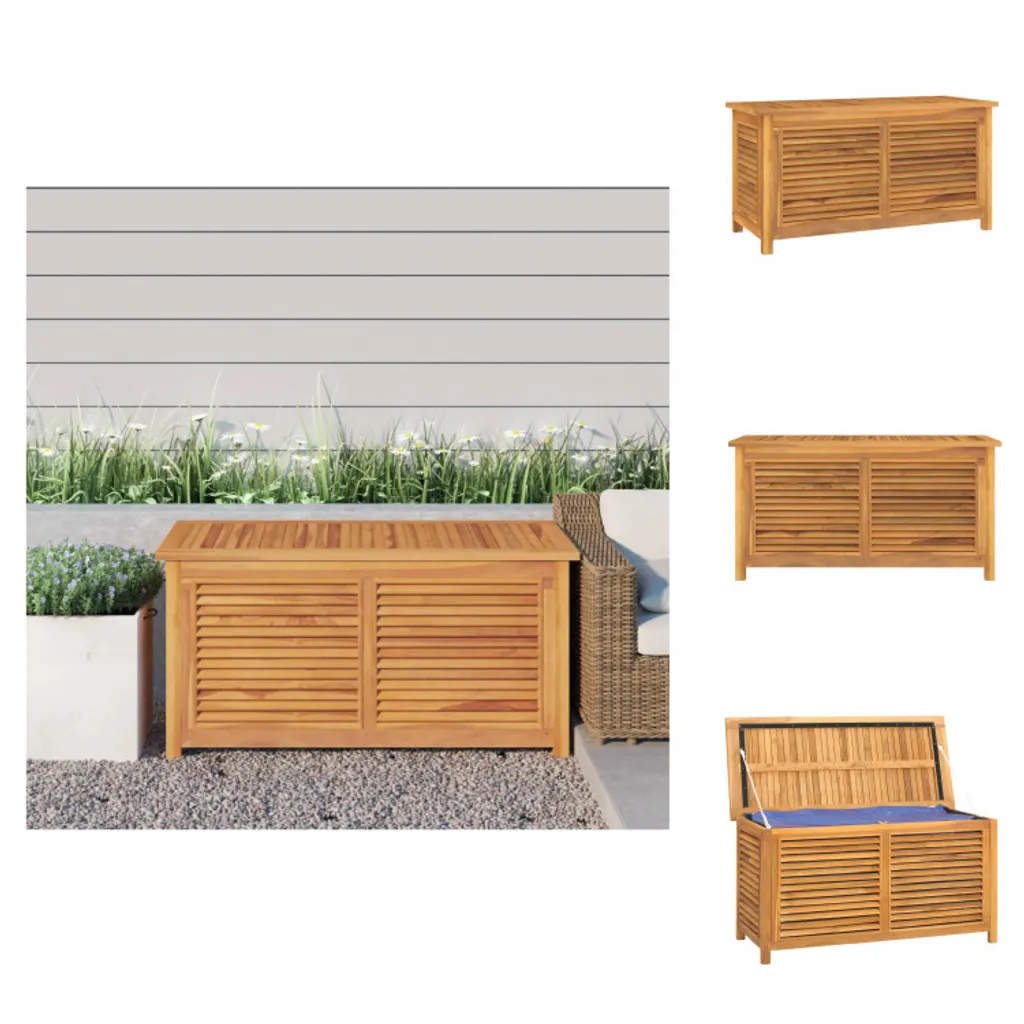 vidaXL Coffre de Jardin avec Housse 114x50x58 cm en Teck Massif Durable