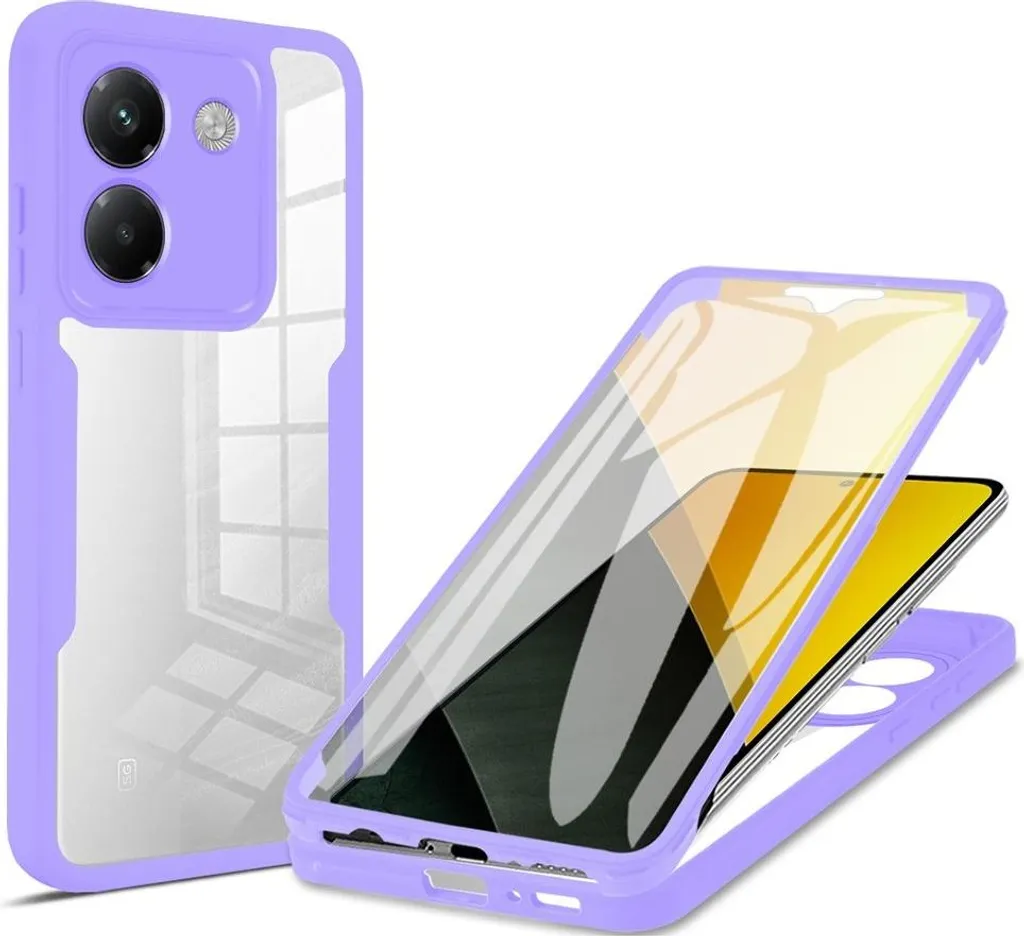 Custodia per Xiaomi Poco M7 Pro - Cover integrale Phonesta Slim Protect 360 Case con protezione schermo - Viola
