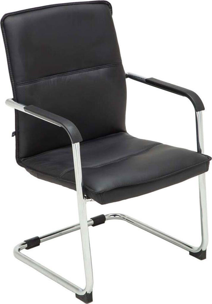 A black office chair with a cantilever base.