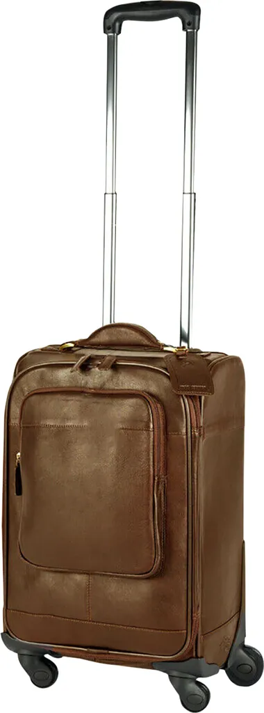 Valise souple à roulettes en cuir véritable EL286 - Coloris Tan