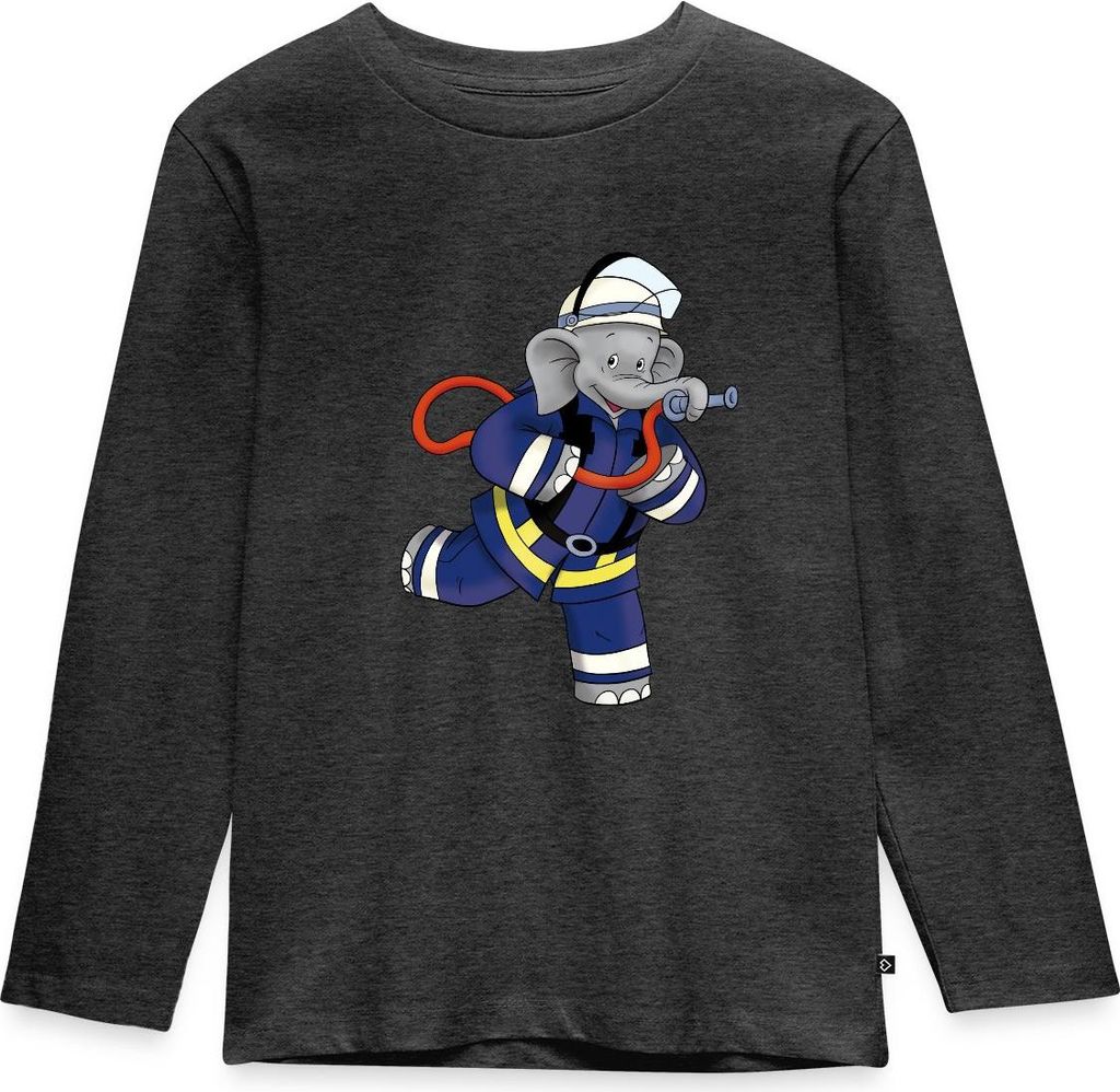 Spreadshirt Benjamin Blümchen Als Feuerwehrmann Kinder Premium Langarmshirt, 98/104 (2 Jahre), Anthrazit meliert