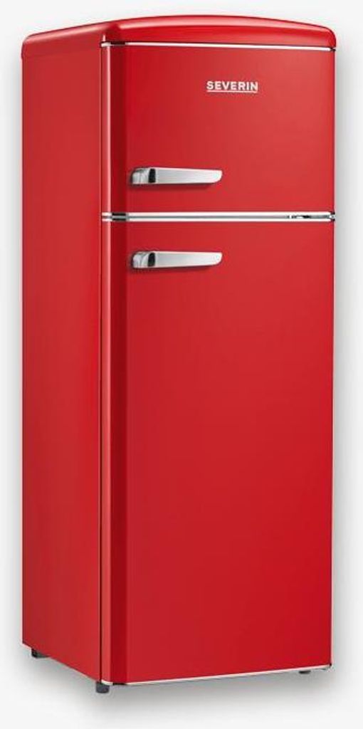 SEVERIN Retro Kühl-/Gefrierkombination Doppeltürer RKG 8930 aus Kunststoff, rot Kühlschrank Gefrierkombination Retro Veggiebox Schwarz