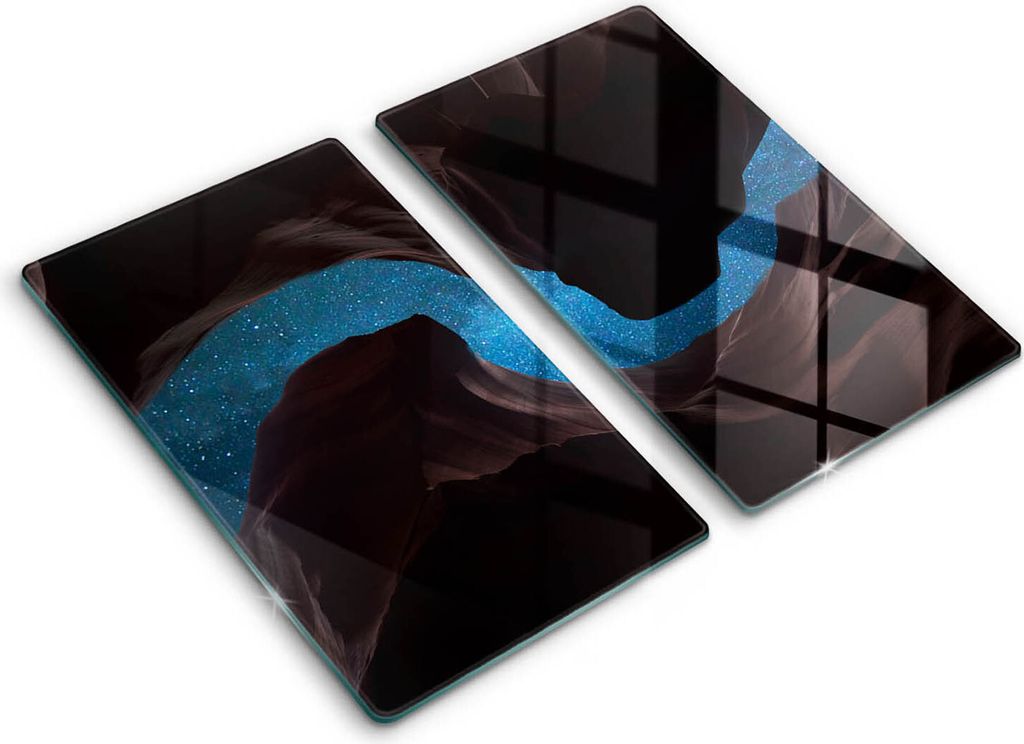 Glasschneideplatte - Herdabdeckplatte - 2x30x52 cm -Schneidebrett - Spritzschutz -Sternenklarer Himmel