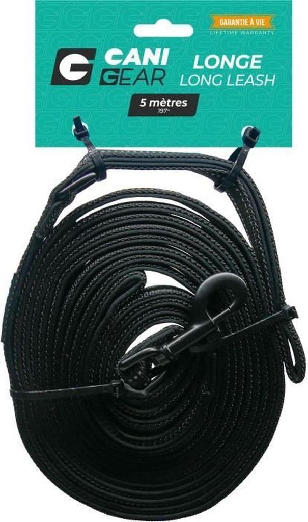 5 m Hundeleine – Weiches Neopren mit Griff – Schwarz