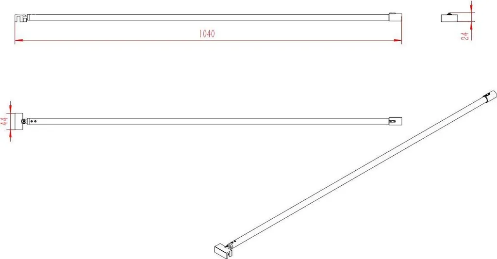 Fixation Paroi de Douche Rigide 100 cm Chrome - Solution Recoupable