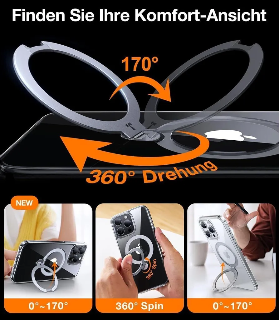 Housse iPhone 15 Pro Max Transparente Antichoc avec Support Magnétique
