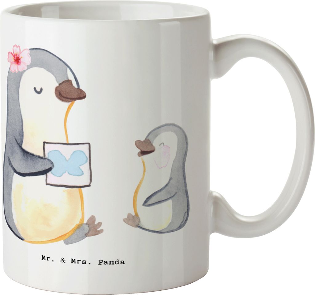 Mr. & Mrs. Panda Teetasse Logopädin Herz - Weiß - Geschenk, Ausbildung, Kaffeebecher, Studium, Familienleben, Kaffeetasse, Kindern, Kindergarten,...