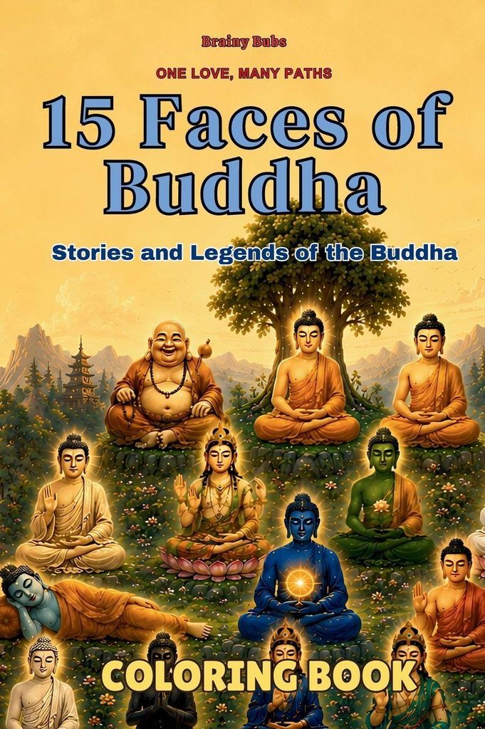 15 Faces of Buddha Coloring Book