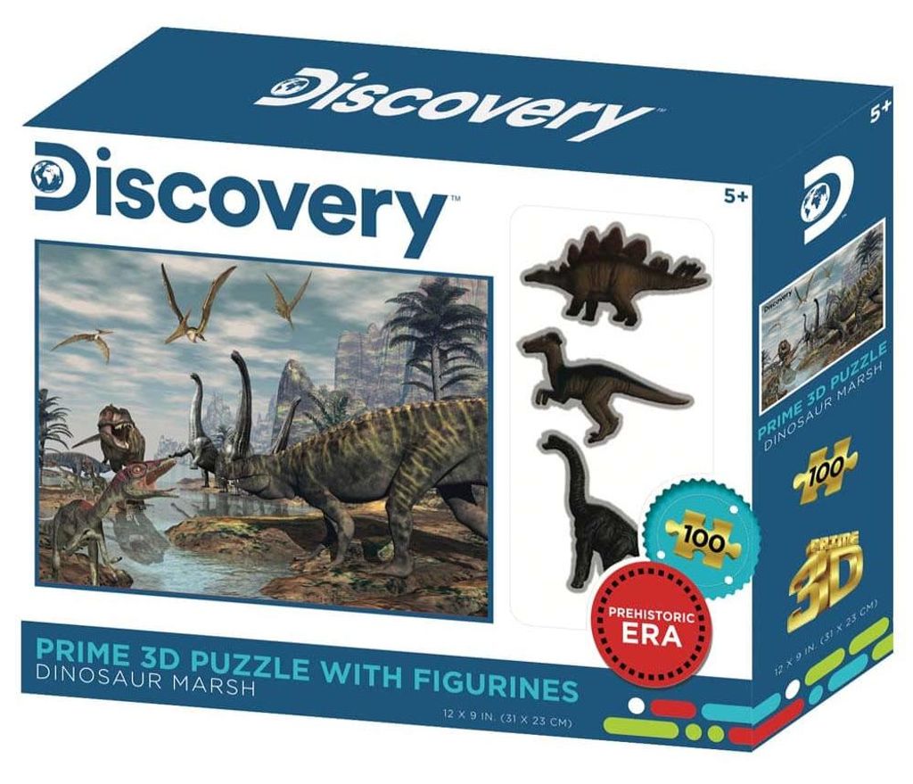 Discovery-Puzzle Dinosaurier mit 3 separaten Dinosaurierfiguren