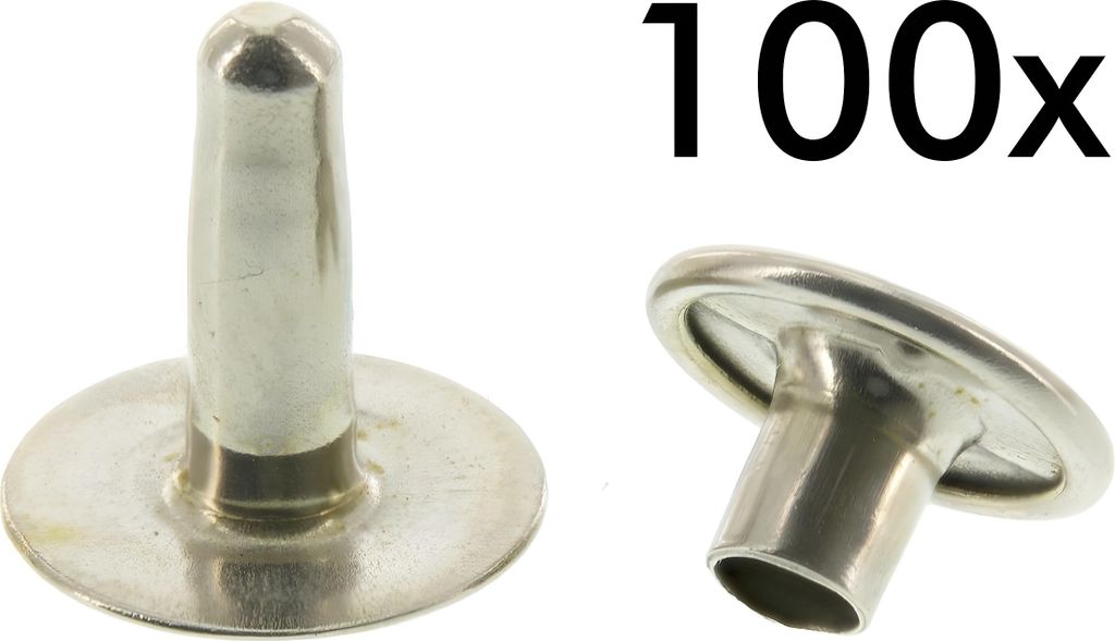 Simson Set 100x Hohlniete, zweiteilig - A5x12x9-St-E4J + Kappe 5x10 - für Schmutzschutz - S50, S51, S70, SR50, SR80
