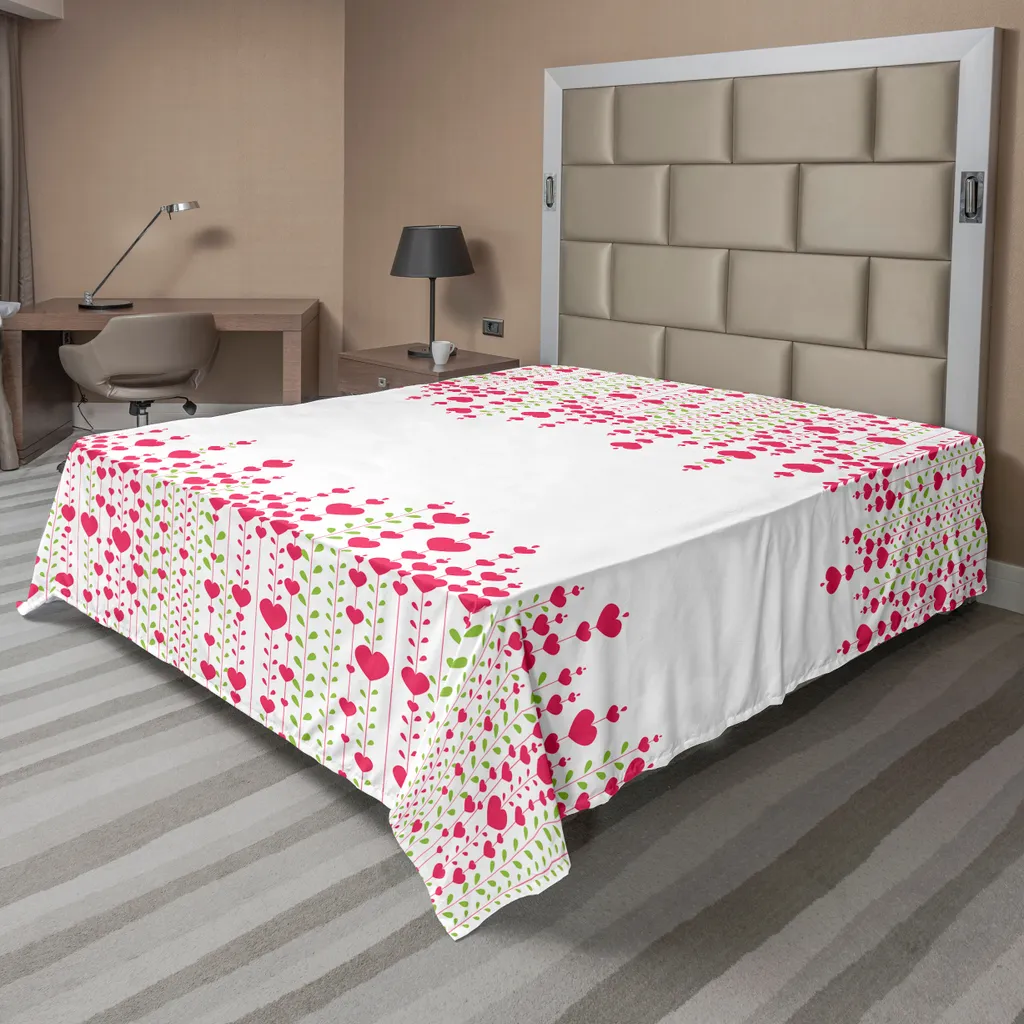 Drap Supérieur Confortable avec Illustration Élégante de Cœurs et Fleurs