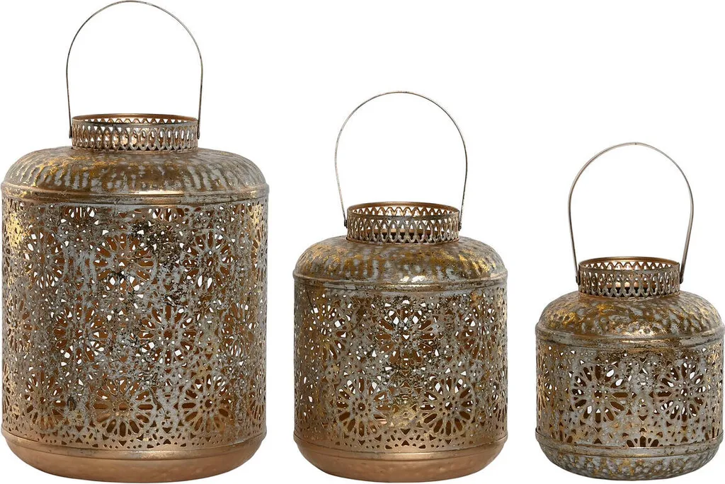 Ensemble de porte-bougies design en métal doré pour table et buffet