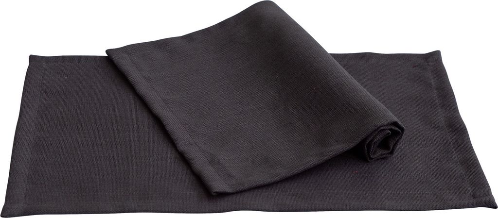 Pichler Strukturuni mit Fleckschutz uni Tischset 6er Set 48 x 33 cm PANAMA Rechteck anthrazit , 2 cm breit gesäumt