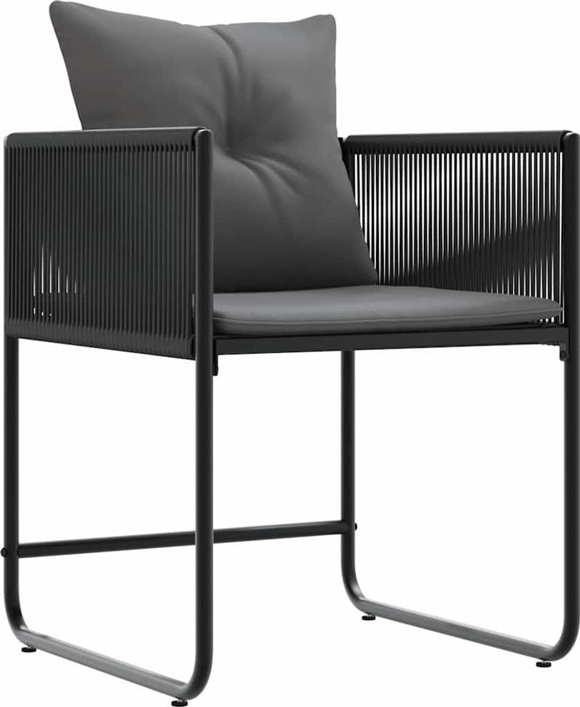 vidaXL Stuhl mit Kissen 4 pcs Schwarz und Anthrazit PE-Rattan