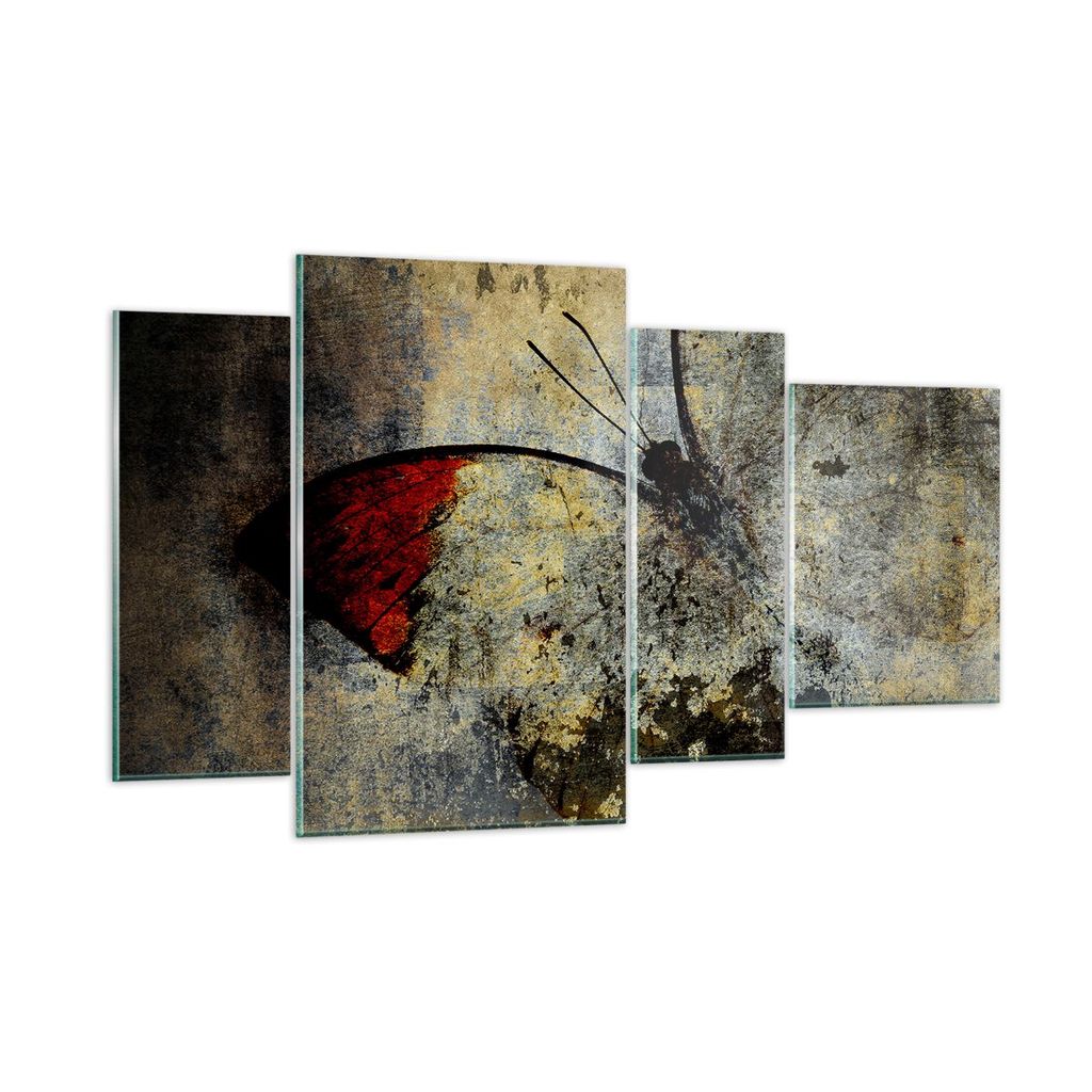 Bilder auf glas - Schmetterling Abstraktion - 120x70cm - Glasbilder - Wandbilder - Kunstdruck - zum Aufhängen bereit - Wanddekoration aus Glas - G...