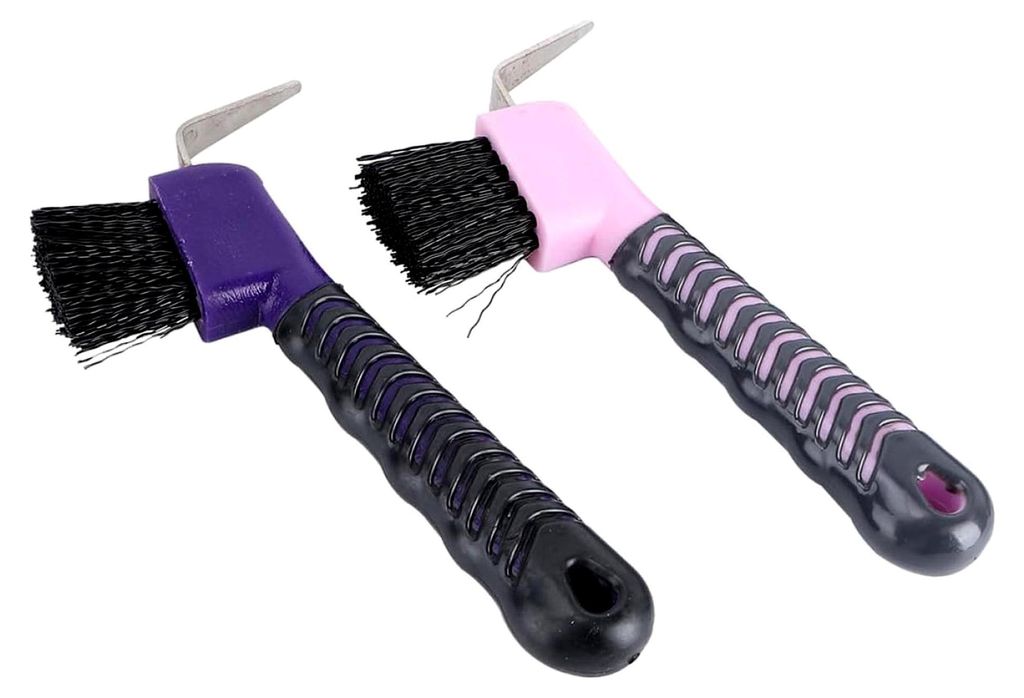 2 Stück Hufkratzer mit Ergonomischem Griff, Langlebig und Leicht zu Reinigen, Zubehör für die Pferdepflege und Hufpflege, Zufällige Farbe