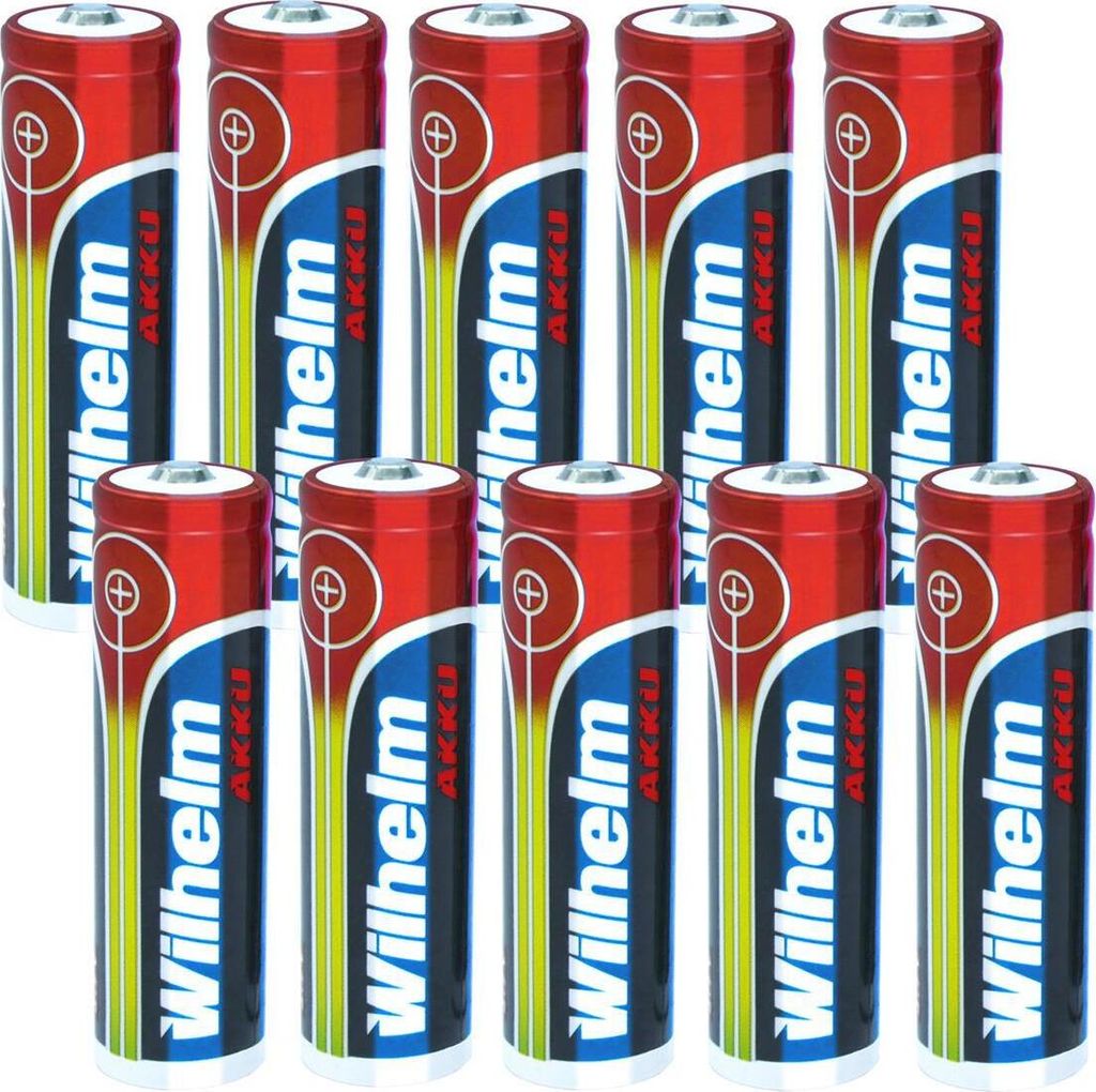 10 x Lithium Ionen Akku Wilhelm 3,7 V 800 mAh Typ 14500 Li Ion AA