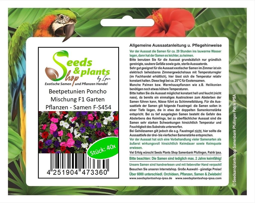40x Beetpetunien Poncho Mischung F1 Garten Pflanzen - Samen F-S454