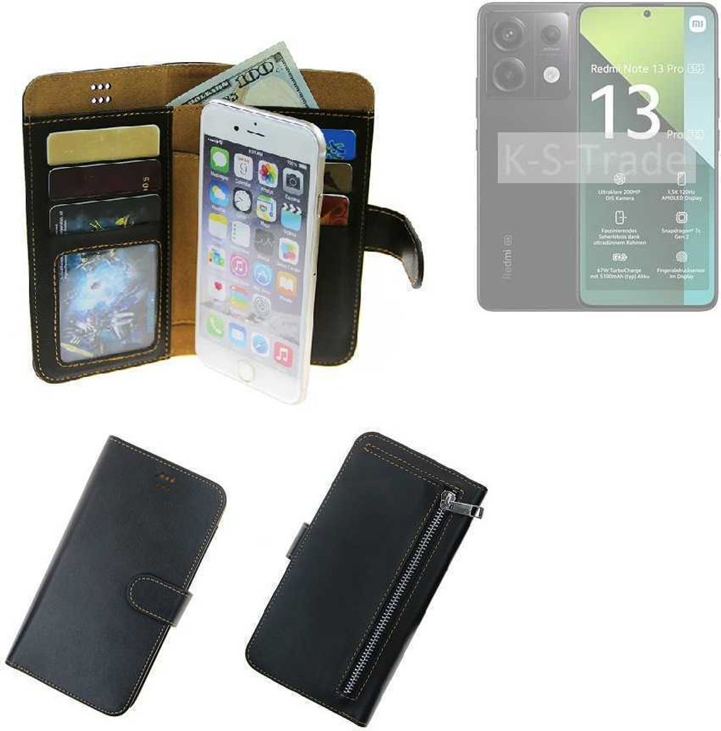 K-S-Trade Schutz Hülle kompatibel mit Xiaomi Redmi Note 13 Pro 5G Klapphülle Case Phone cover Slim Handytasche Handy Hülle schwarz aus Kunstleder
