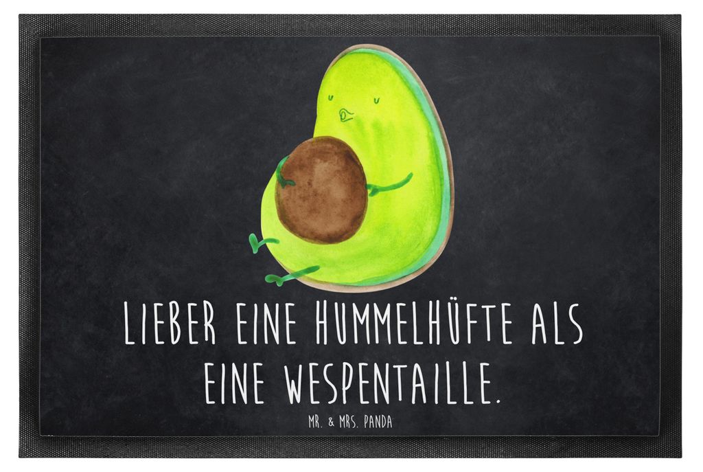 Mr. & Mrs. Panda Gummi-Fußmatte Avocado Pfeifen 60 x 90 cm - Kreidetafel - Geschenk, Diät, fußmatte, Schmutzfänger, Abnehmen, Haustürmatte, Sc...
