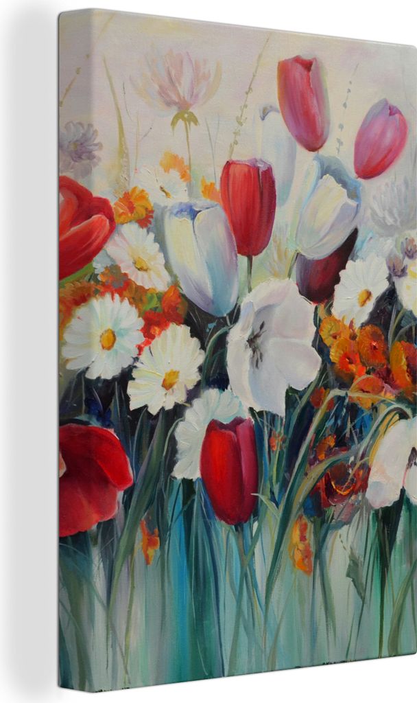 OneMillionCanvasses - Leinwandbilder - 90x140 cm, Malerei - Ölgemälde - Blumen, Wandbilder Kunstdruck Wanddekoration - Foto auf Leinwand - Gem...