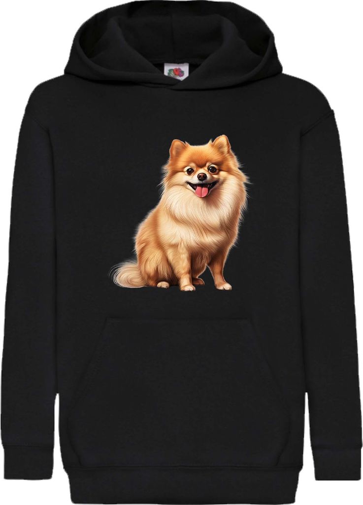 Kinder Kapuzenpullover Dogs Breeds Pomeranian Dog Breed 006, 5-6 Jahr - 116 / Schwarz