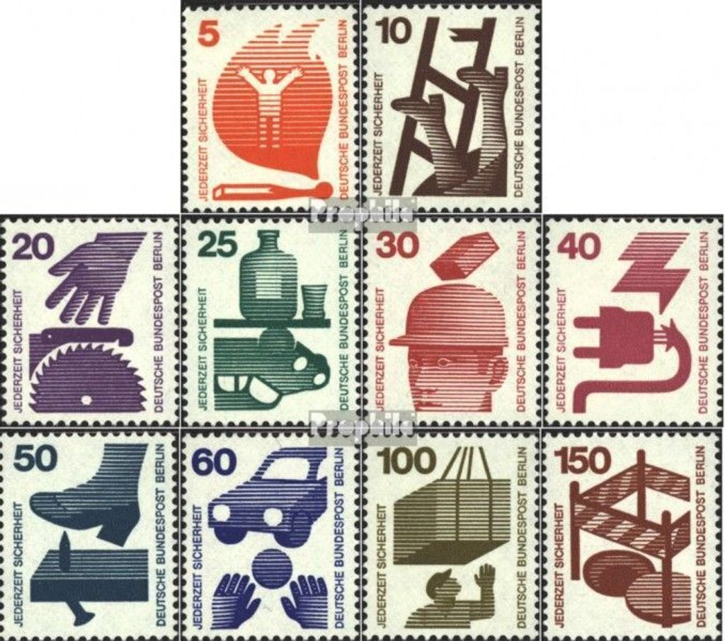 Briefmarken Berlin (West) 1971 Mi 402A-411A (kompl.Ausg.) FDC Unfallverhütung
