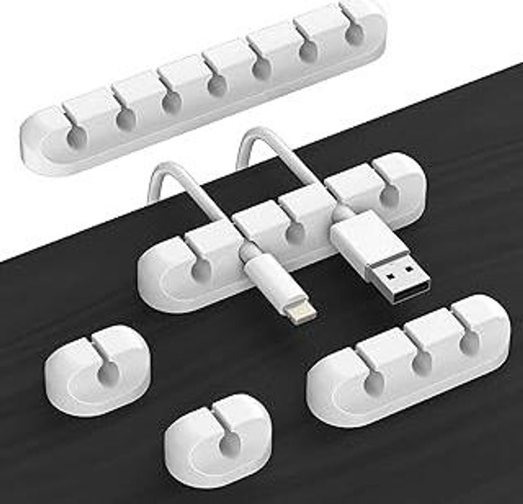 Kabelhalter Kabelclips, 5 Stück Kabelmanagement Selbstklebend Kabel Organizer für Schreibtisch, Netzkabel, USB Ladekabel, Kabelführung, Audiokab...
